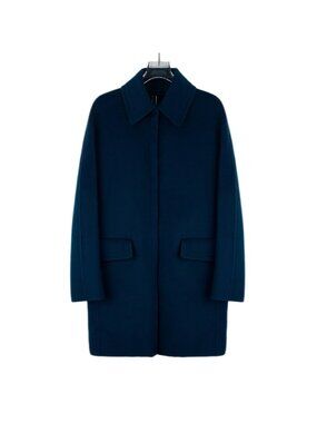 Loro Piana Dark Navy Cashmere Lapel Long Coat